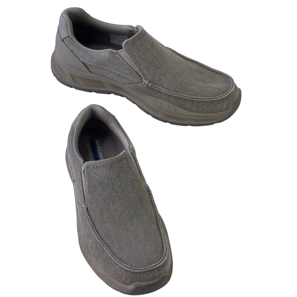 Skechers Mens Relaxed Fit Cohagen Vierra Sneaker Cooled Comfort Slip On Taupe S9 - Picture 2 of 12